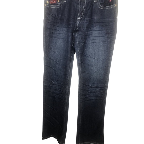 Baby Phat Jeans Women's Dark Wash Denim Embellished Pockets Straight Leg - Picture 3 of 11